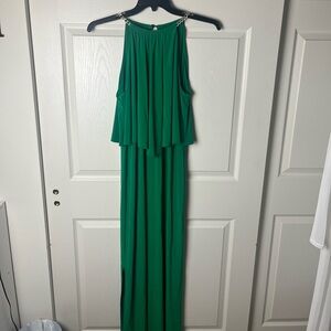 Green Maxi Dress with Chain Detail